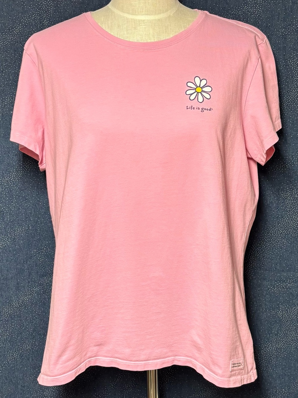 Life Is Good Pink Crewneck Daisy Short-Sleeve Tee